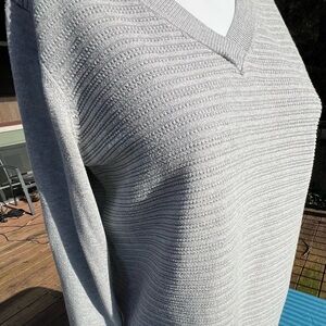 Hilary Radley. Light Gray V-Neck Sweater. Size M.